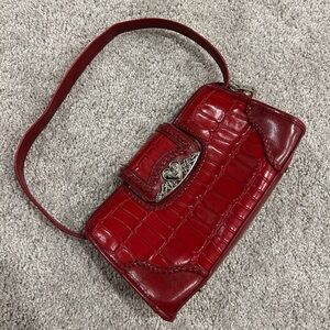 Marc Chantel Cherry Red Crocodile-Embossed Bag
